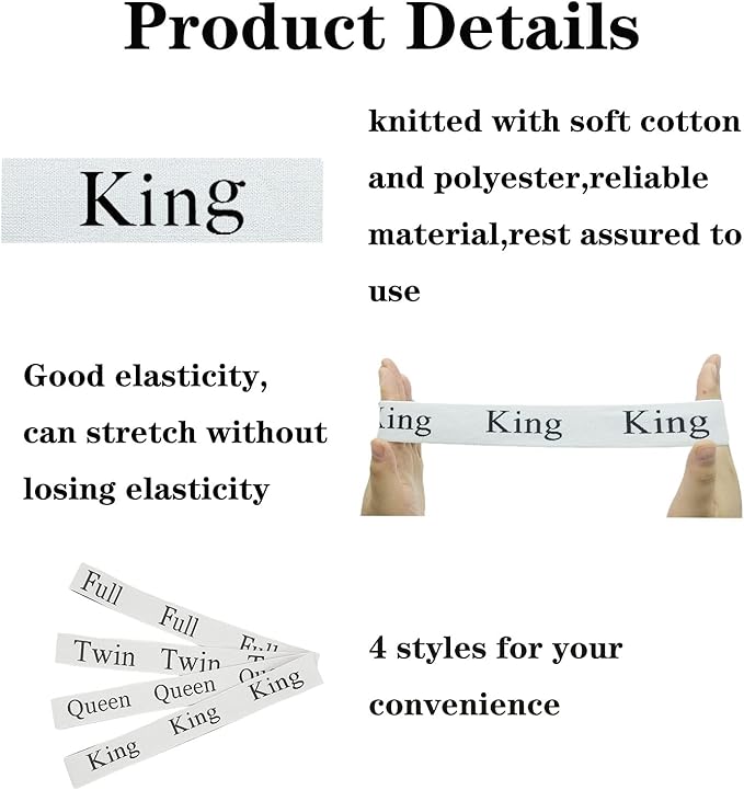6 Pieces Bed Sheet Organizer Bands, Sheet Organizers and Storage Label Bands, Sheets Organizer for Closet, Sheet Label for Bedding, Sheet Keepers Linen Labels Bedding Bands (White, 6Pcs King)