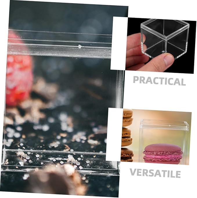 12pcs Acrylic Square Candy Box Set 4.5cm Lidded Storage Containers for Party Favors Chocolate and Desserts Stackable Organizer for Home and Events