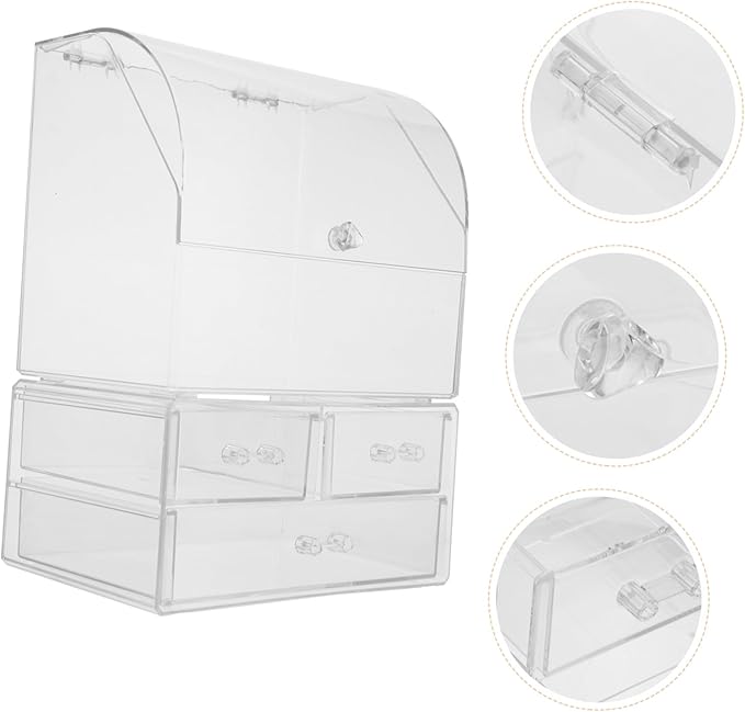 VICASKY Sleek Acrylic Cosmetic Storage Box Lid Desktop Organizer for Makeup Stationery for Valentine Day Birthday