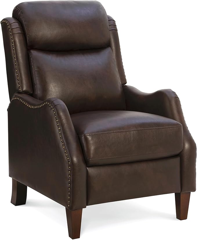 Leather Pushback Recliner Faux Armchair with Rivet Decoration Single Sofa Accent Chair for Living Room Bedroom
