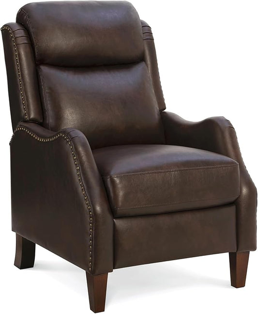 Leather Pushback Recliner Faux Armchair with Rivet Decoration Single Sofa Accent Chair for Living Room Bedroom