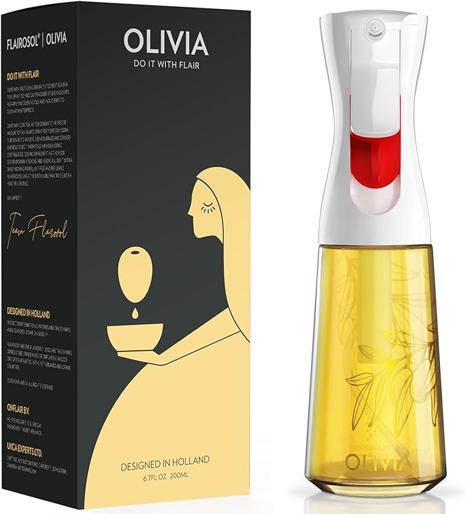 OLIVIA 130ml and 200ml Glass Oil Sprayer for Cooking, Continuous Spray with Portion Control