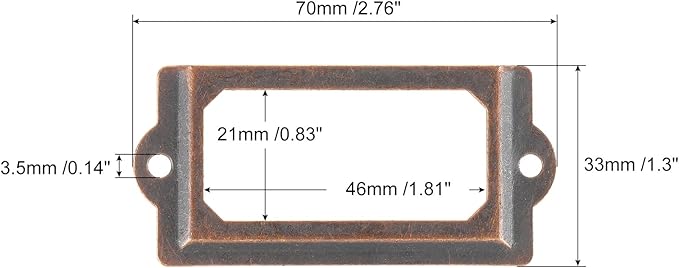 uxcell Metal Label Holders, 70x33mm 40pcs File Name Card Tag Label Holder Frame for Office Library Drawer Cabinet Shelves, Copper Tone