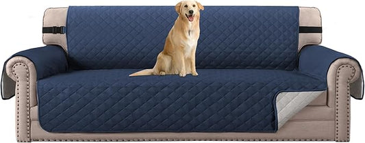 H.VERSAILTEX Water Repellent Sofa Cover Couch Cover Sofa Slipcover for Dogs Couch Protector Reversible Sofa Slipcover for 3 Cushion Couch Furniture Protector for Pets(Oversized Sofa, Navy/Beige)