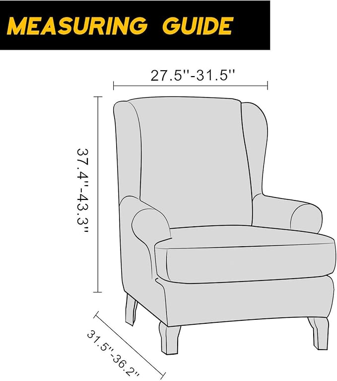 Granbest Premium Water Repellent Wingback Chair Cover 2-Piece High Stretch Jacquard Fabric Wing Back Chair Slipcovers (Wing Chair Cover, Wine Red)