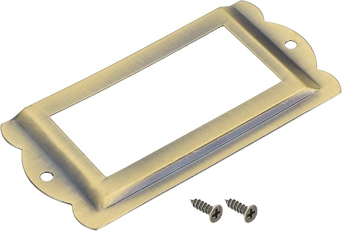 uxcell Metal Label Holders, 85x40mm 10pcs File Name Card Tag Label Holder Frame for Office Library Drawer Cabinet Shelves, Bright Bronze