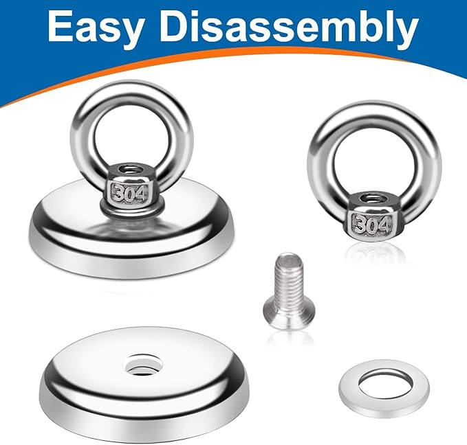 E BAVITE Magnetic Hooks, 100 LB（45KG） Heavy Duty Neodymium Magnet Hook with Countersunk Hole Eyebolt, Perfect for Home, Kitchen, Workplace, Office and Garage, 20 Packs