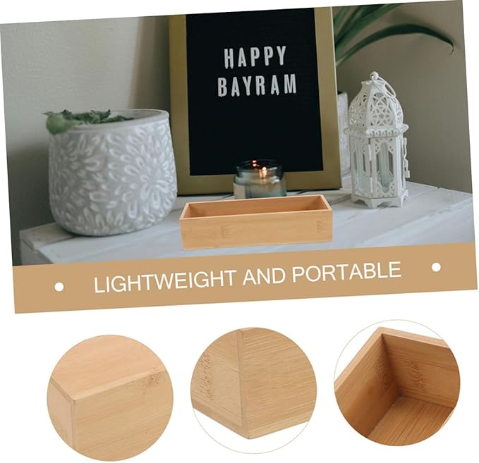 Cabilock 3pcs Organizer Stylish Natural Wood Storage Trays for Kitchen Bathroom Office Desk Minimalist Design for Clutter Spaces