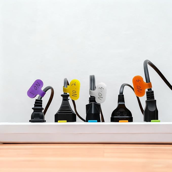 Cable Lables Tags: 32 Pcs Multi Color Write On Cord Tags Wire Organizer Ties for Cable Management and Identification