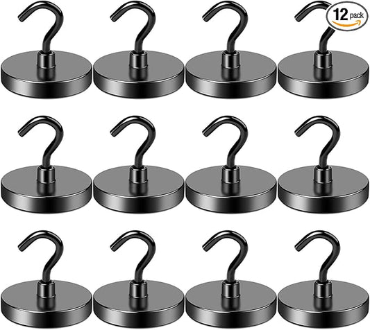LOVIMAG Magnetic Hooks for Cruise Cabins,170lbs Cruise Magnets for Door,Cruise Ship Essentials for Travel, Strong Magents Heavy Duty with Epoxy Coating for Hanging, Refrigerator, Kitchen-12 Pcs