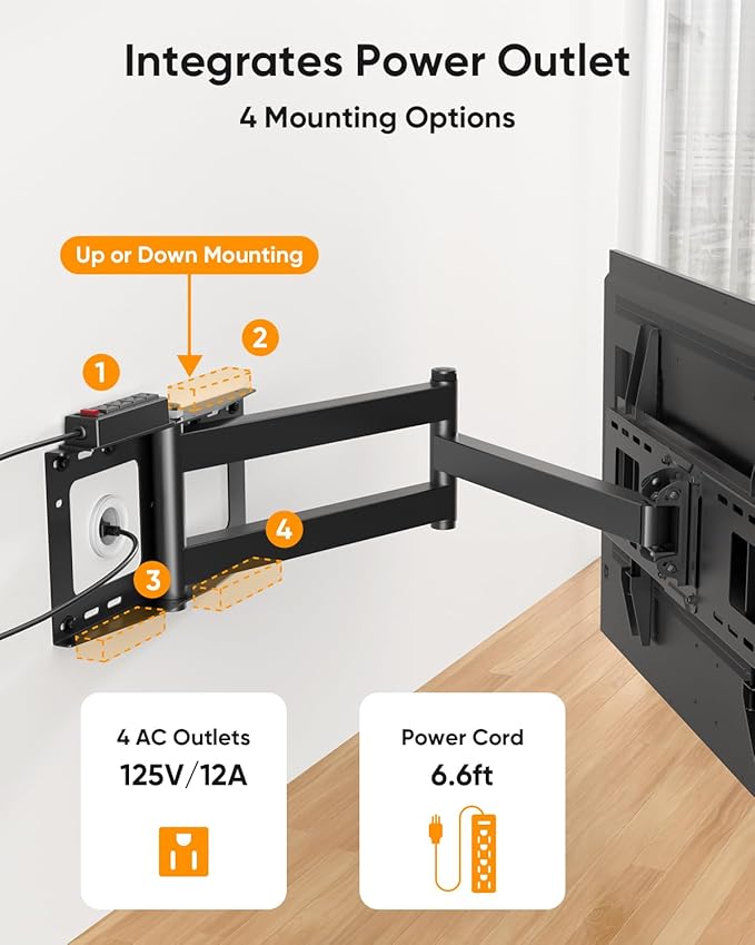 FORGING MOUNT Long Arm TV Wall Mount for 42-80 inch TVs, 43" Extension Full Motion TV Mount with Articulating Arm Swivel,Tilt and Level Adjustment, MAX VESA 600x400mm, Holds up to 110 lbs
