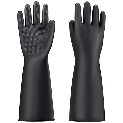 Thick Chemical Resistant Rubber Gloves, Waterproof Cleaning Protective Heavy Duty Gloves with Non-Slip Diamond Grip, 1 Pair XL