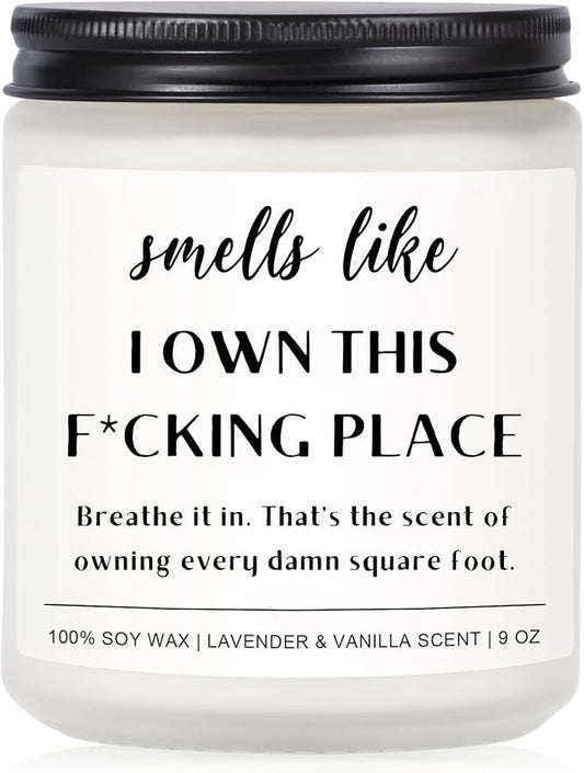 Haukea Funny House Warming Gifts New Home Housewarming Gifts New Home Gift Ideas for Women Men Couple First Apartment Essentials Homeowner Decor Closing Gift - Lavender Scented Candle 9 oz(Homes 1)