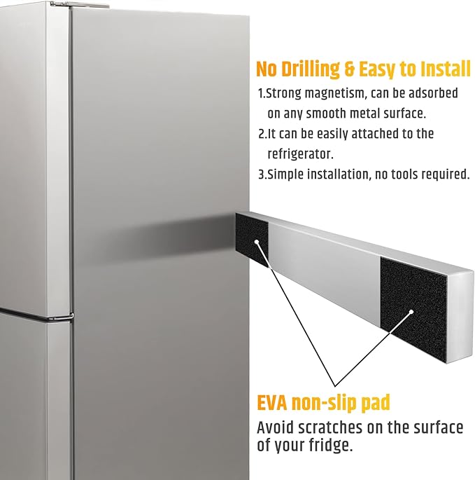 Fridge Applicable 12 Inch Double Sided Magnetic Knife Holder - Stainless Steel Knife Strip With Powerful Magnetic Pull Force - Use as Kitchen Knife Holder, Knife Rack & Tool Holder - Silver