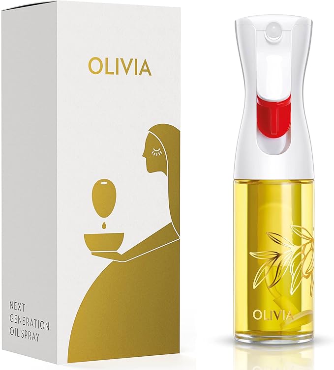 OLIVIA 130ml and 200ml Glass Olive Oil Sprayer, Olive Oil Sprayer for Cooking, Kitchen, Air Fryer, Salad, BBQ (Golden Leaves)