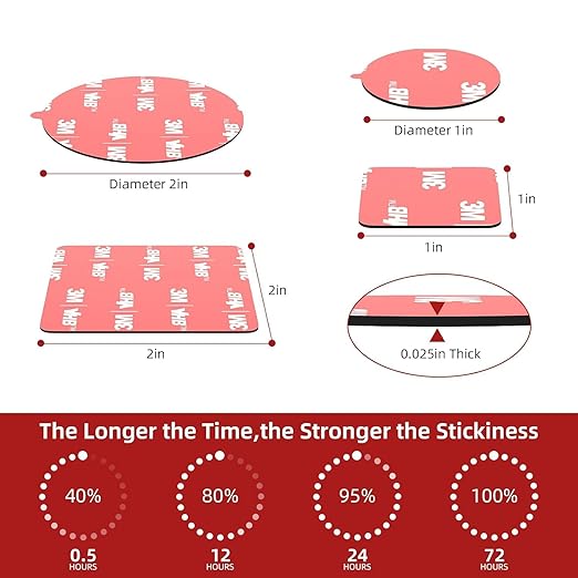 Bulina Double Sided Adhesive Pads Heavy Duty VHB 2" Diameter 20 PCS Round Black 5925 Sticky Mounting Foam Tape Strong Adhesive Waterproof for Home Office Car Deco