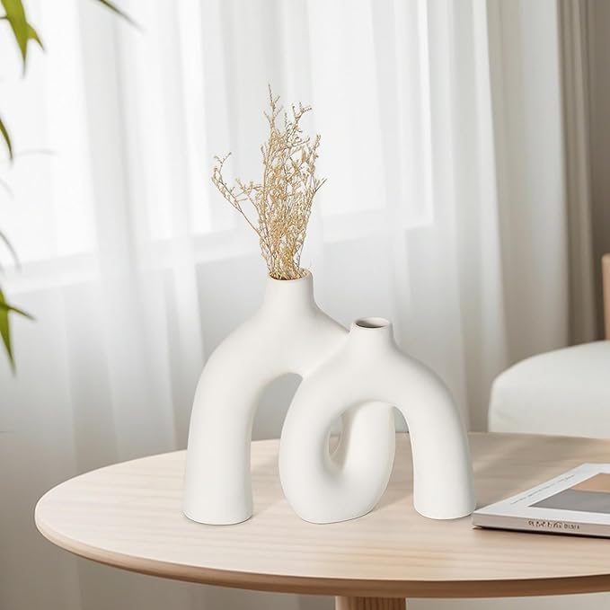 Sculptural Ceramic Vase — Intertwined Figure Design, Minimalist Statement Piece