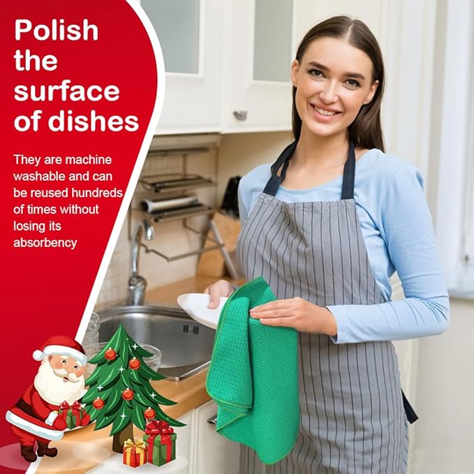 Kitchen Towel Premium Sublimation Blank Towels Fast Drying Tea Towel Polyester Dish Towels for Drying Dishes Festive Decoration 16 Inch X 24 Inch 10 Pack Christmas Green
