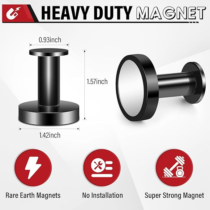 TOPMAGNETS Heavy Duty Black Magnet Hooks, 150Lb Capacity, Strength for Cruise, Garage, Kitchen - 4 Pack