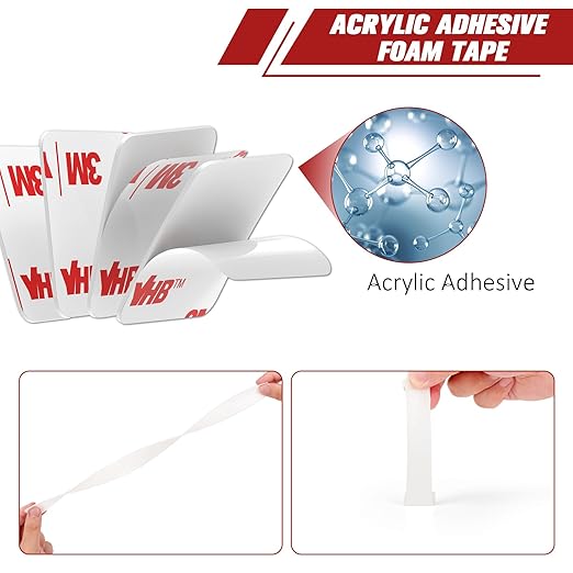 3M Double Sided Adhesive Pads Heavy Duty VHB 2" x 2" 0.025in Thick 20 PCS Square White 4930 Strong Adhesive Mounting Waterproof Foam Tape for Car Home Office Decor