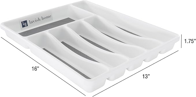 Silverware Drawer Organizer with 6 Sections and Nonslip Tray - For Kitchen Flatware and Cutlery, Office Supplies, and Makeup Products by Lavish Home
