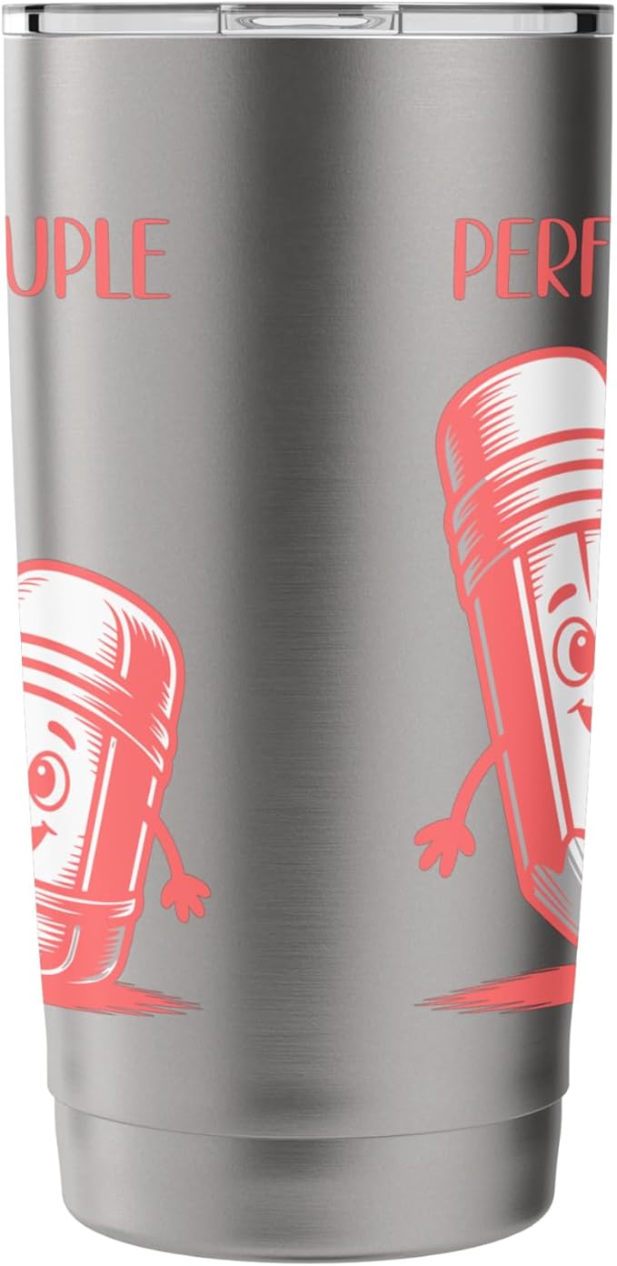 Perfect Couple Adorable Pencil Eraser Pair Stainless Steel Insulated Tumbler