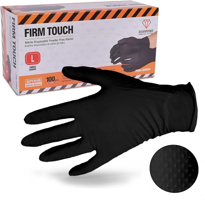 Glove Station Disposable Nitrile Gloves - 100-Count - Medical-Grade Non-Latex Gloves for Kitchen, Cleaning, and Cooking - Textured for Better Grip 8MM-M-Black