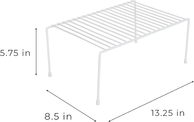 Smart Design Cabinet Storage Shelf Rack - Medium (8.5 x 13.25 Inch) - Steel Metal Wire - Cupboard, Plate, Dish, Counter & Pantry Organizer Organization - Kitchen [White]