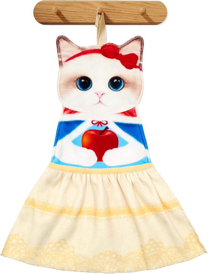 PAT JUUMG Cat Hand Towels, Cute Decorative Hanging Face Towels for Bathroom Kitchen, Super Absorbent Soft, Cat Lovers Gifts for Women, Housewarming for People Who Love Cats