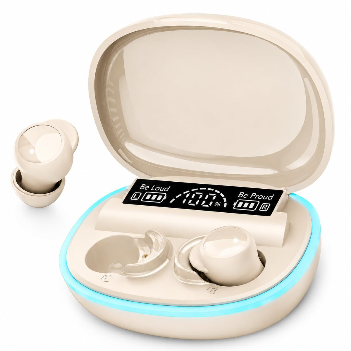 Sleep Earbuds for Side Sleepers, Mini Invisible Bluetooth Earbuds, Ultra-Light Sleep Headphones HiFi Sound, Long Battery Life, LED Display, Bluetooth 5.4, ANC Noise Cancelling, Nud