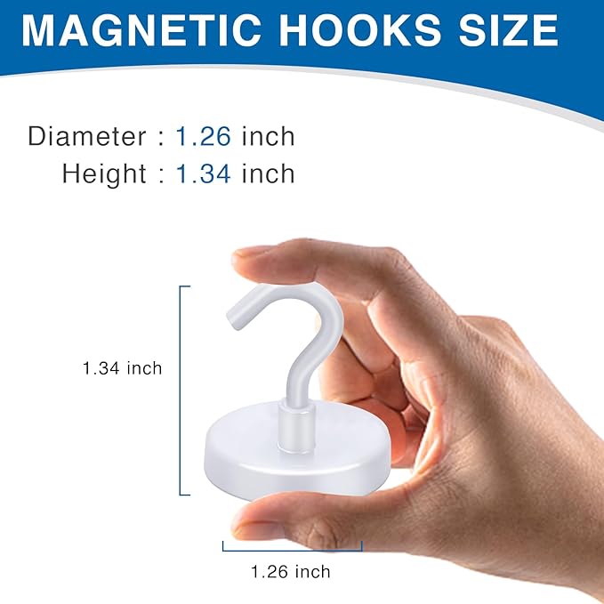 LOVIMAG Magnetic Hooks for Cruise Cabins, 120LBS Cruise Essentials Must Haves, Cruise Magnets, Magnetic Key Holder, Strong Magnetic Hooks for Hanging, Fridge, Grill -12 Pack, White