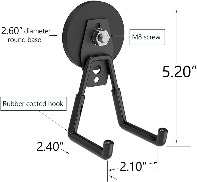 Super Strong Magnetic Hooks Heavy Duty, Magnetic Utility Hooks for Power Drill, Garden Tools, Hose, Straps, Steel Pegboard, Horse Trailer, Garage Magnetic Hooks Hanger Tool Holder(4pack)