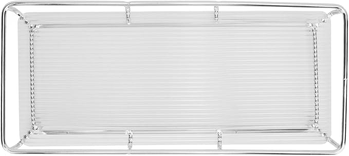 Restokki Bathroom Countertop Tray Stainless Steel Acrylic Modern Minimalist Design Storage Shelf Vanity Tray for Cosmetics Living Goods (Silver Single Layer Large Size)
