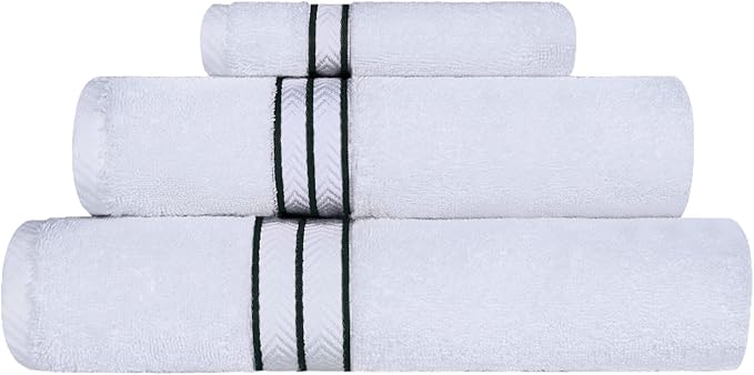 Superior Hotel Turkish Cotton 3 Piece Towel Set, Ultra Plush Spa Quality Heavyweight Essentials for Bathroom, Thick Absorbent and Soft, Dobby Border, Includes 1 Bath 1 Hand 1 Washcloth, Teal