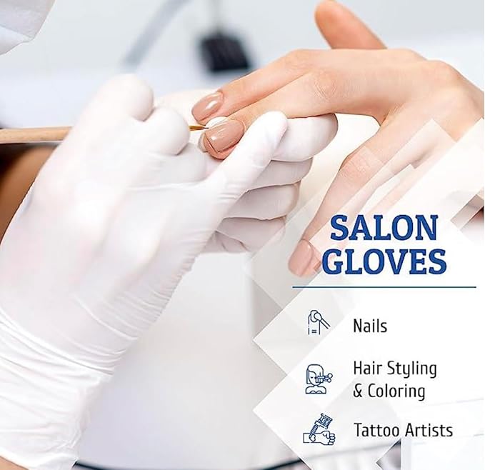 12 Inch 7.5Mil Ultra Stretch Professional White Disposable Nitrile Gloves, Cleaning, Food Safe, Kitchen, Tough & Strong