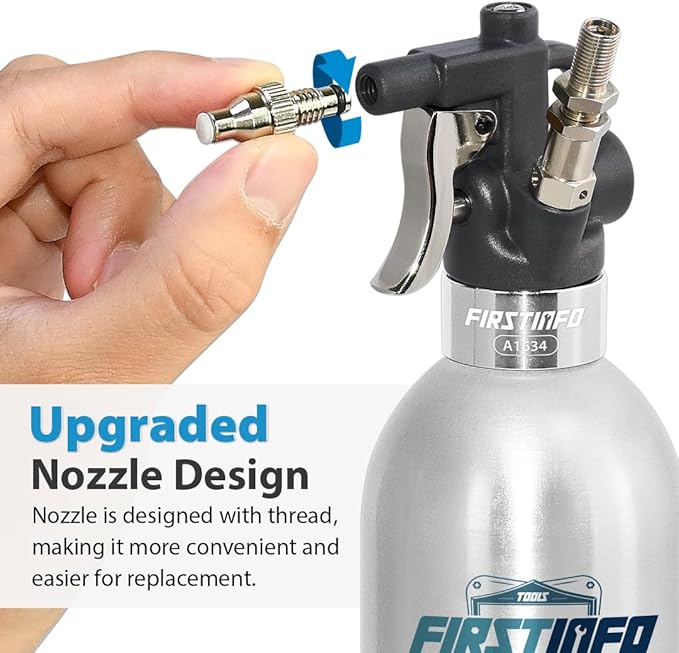 FIRSTINFO A1634 Patented Max. Pressure 110 psi 650ml Aluminum Canister Aerosol Refillable Fluid Storage Spray Can/Pneumatic Compressed Air Sprayer
