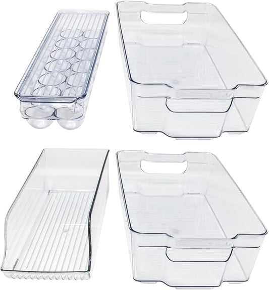 Sorbus Fridge Bins and Freezer Bins Refrigerator Organizer Stackable Food Storage Containers BPA-Free Drawer Organizers for Refrigerator Freezer and Pantry (Pack of 4)