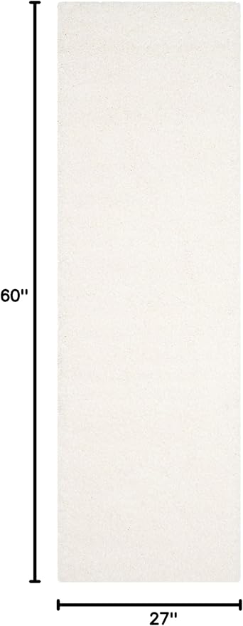 SAFAVIEH Santa Monica Shag Collection Accent Rug - 2'3" x 5', White, Solid Design, 2-inch Thick Ideal for High Traffic Areas in Living Room, Bedroom, Dining (SGN725-1010-25)