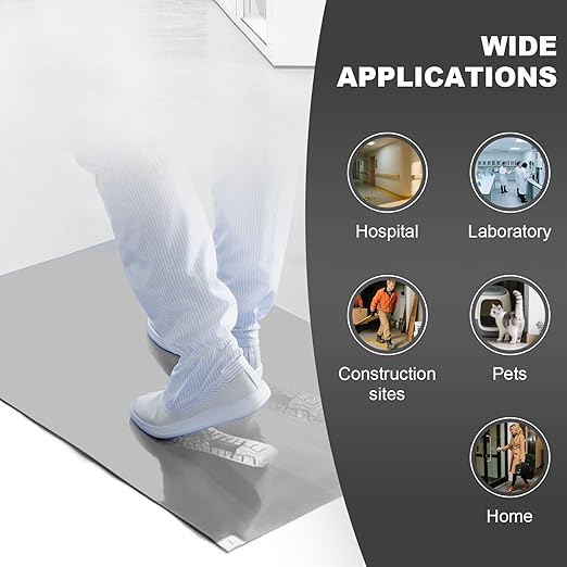 18" x 36" Grey Sticky Mat Tacky Pads Adhesive Floor Mat (5 Packs,150 Sheets,30 Sheets/Pack） for Cleanroom Laboratory Hospital Construction Pets Home Indoor Gymnasium and Workshop