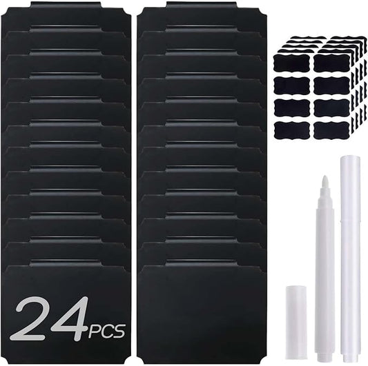 SenseYo 64 Pack Clip On Basket Labels Tag for Storage Bins with Chalk Markers for Storage Basket Holder (Black)