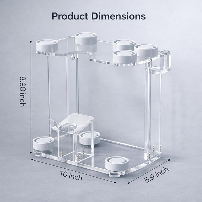 Dyson Airwrap Holder, Dyson Airwrap Organizer with 8 Slots, Clear Acrylic Stand for Shark Hair Dryer Holder, Wall-Mounted or Freestanding with Silicone Pads Bathroom Vanity Table