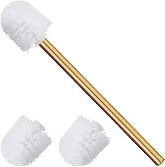 Gold Toilet Brush Replacement Brushes Only, Bring 3 ø 7.5 Cm White Toilet Brush Replacement Head Screw On, Toilet Cleaner Brush, Gold Bathroom Accessories for Bathroom Toilet Bathtub Clean (47cm)