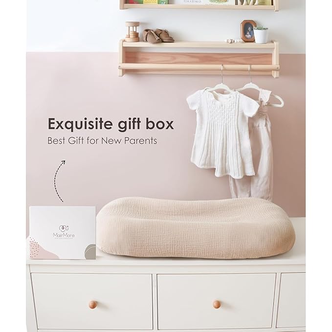 Muslin Baby Cover for Newborn, Soft and Breathable 100% Cotton Lounger Slipcover Neutral, Pack of 2(Clay)