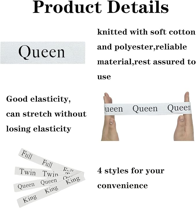 6 Pieces Bed Sheet Organizer Bands, Sheet Organizers and Storage Label Bands, Sheets Organizer for Closet, Sheet Label for Bedding, Sheet Keepers Linen Labels Bedding Bands (White, 6Pcs Queen)