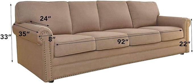 Easy-Going Stretch 4 Seater Sofa Slipcover 1-Piece Sofa Cover Furniture Protector Couch Soft with Elastic Bottom for Kids, Polyester Spandex Jacquard Fabric Small Checks Camel