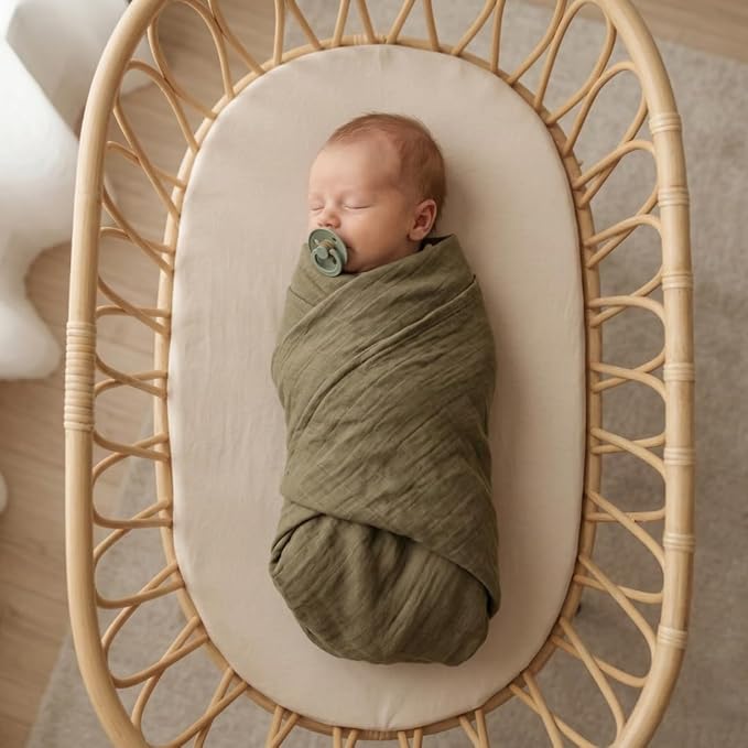 Baby Swaddle – Organic Cotton Muslin Baby Swaddles for Newborns 47” x 47” 2-Pack (Sage Green/Tradewinds)