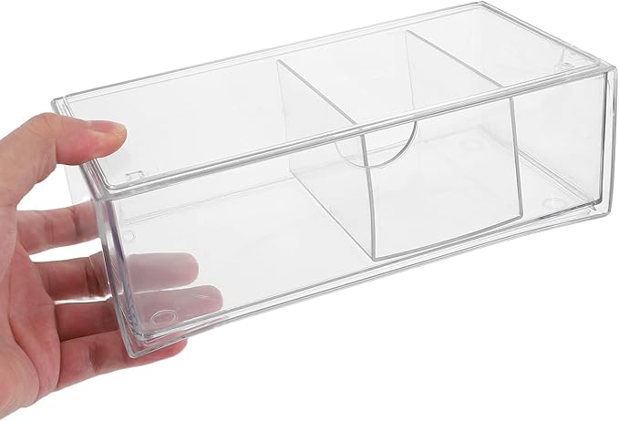 DOITOOL Acrylic Hair Tie Organizer Box with 3-grids Drawer Type Storage Container Stackable Hair Bands Organizer for Bathroom Vanity and Desktop Makeup Storage