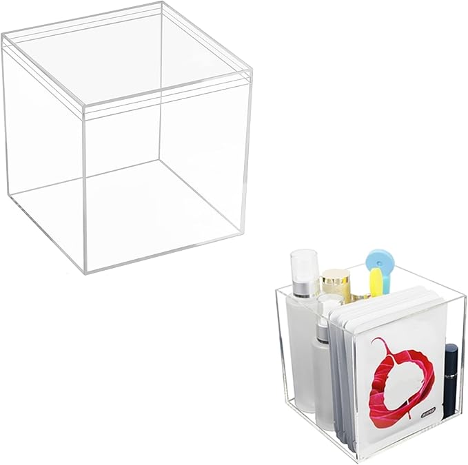Acrylic Box Clear Display Boxes with Lids Acrylic Square Cube Decorative Boxes Jewelry Storage Box for Birthday Valentine's Day Party Favor Candy Pill and Tiny Jewelry