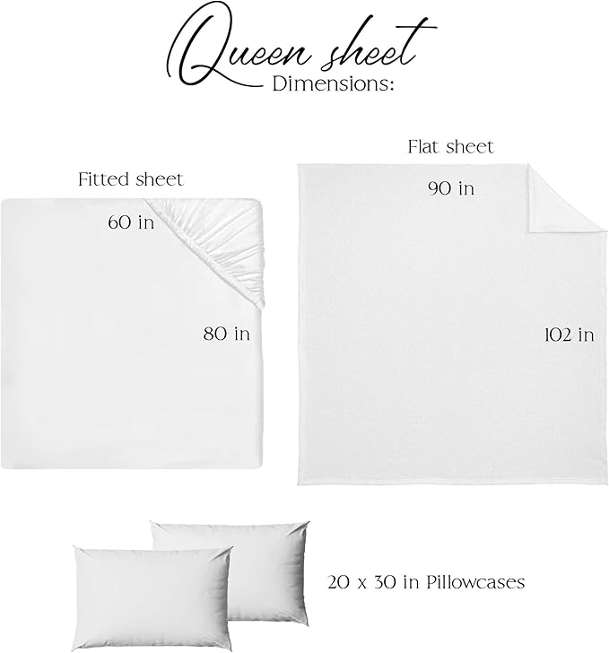 Northwest Ashford Home Essentials 4-Piece Queen Sheet Set – Ultra Soft & Breathable Microfiber Bedding – Deep Pocket Easy Care Fitted Sheet – Optical White