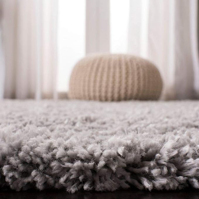 SAFAVIEH Fontana Shag Collection Area Rug - 10' x 14', Grey, Solid Design, Non-Shedding & Easy Care, 2-inch Thick Ideal for High Traffic Areas in Living Room, Bedroom (FNT800F)